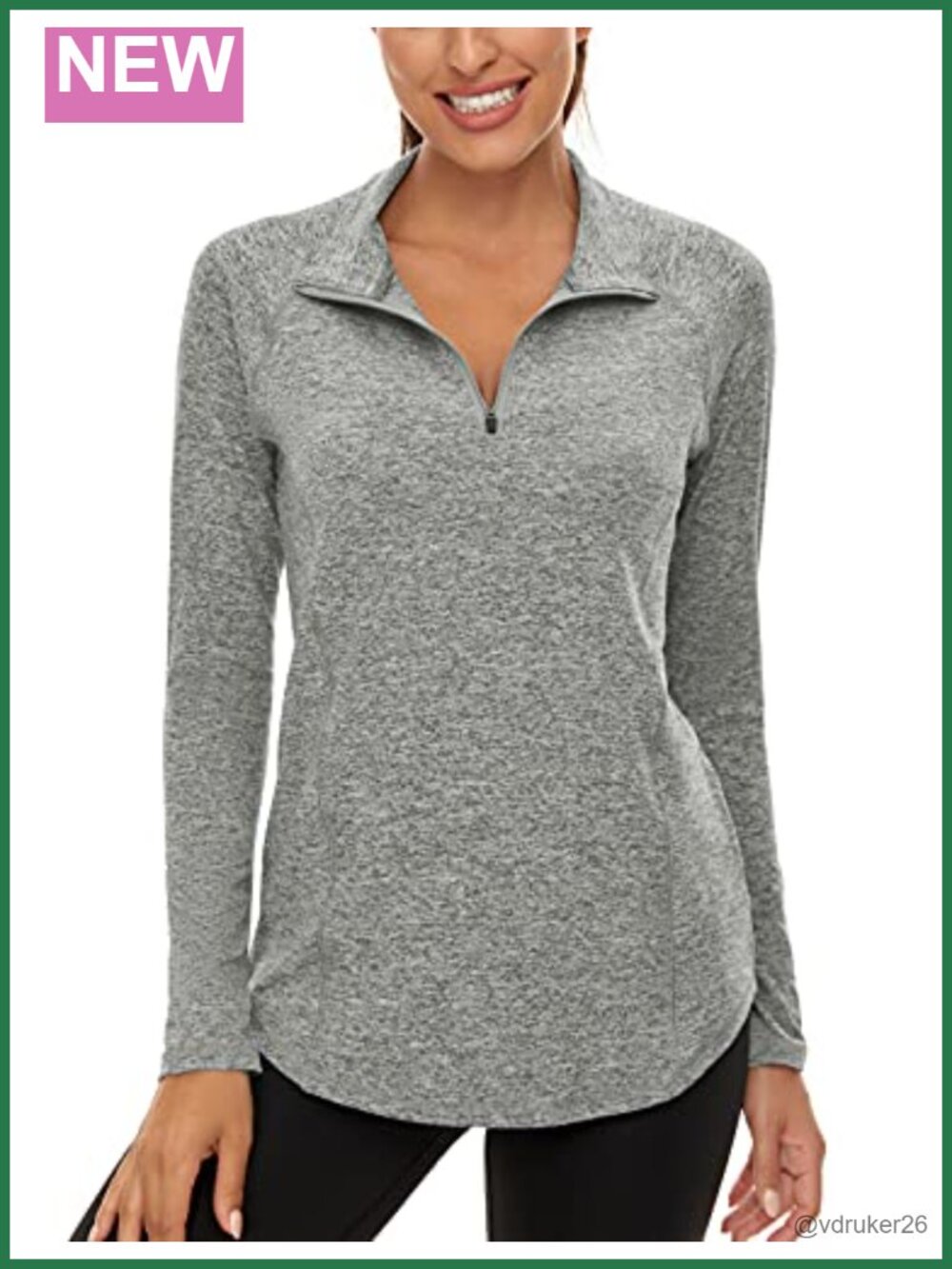 UPF 50+ Long Sleeve Quarter Zip Pullover Athletic Hiking Workout Top